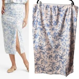 NWOT- A New Day- Women's Garden Party Midi A-Line Blue Toile Skirt, Plus Size 18